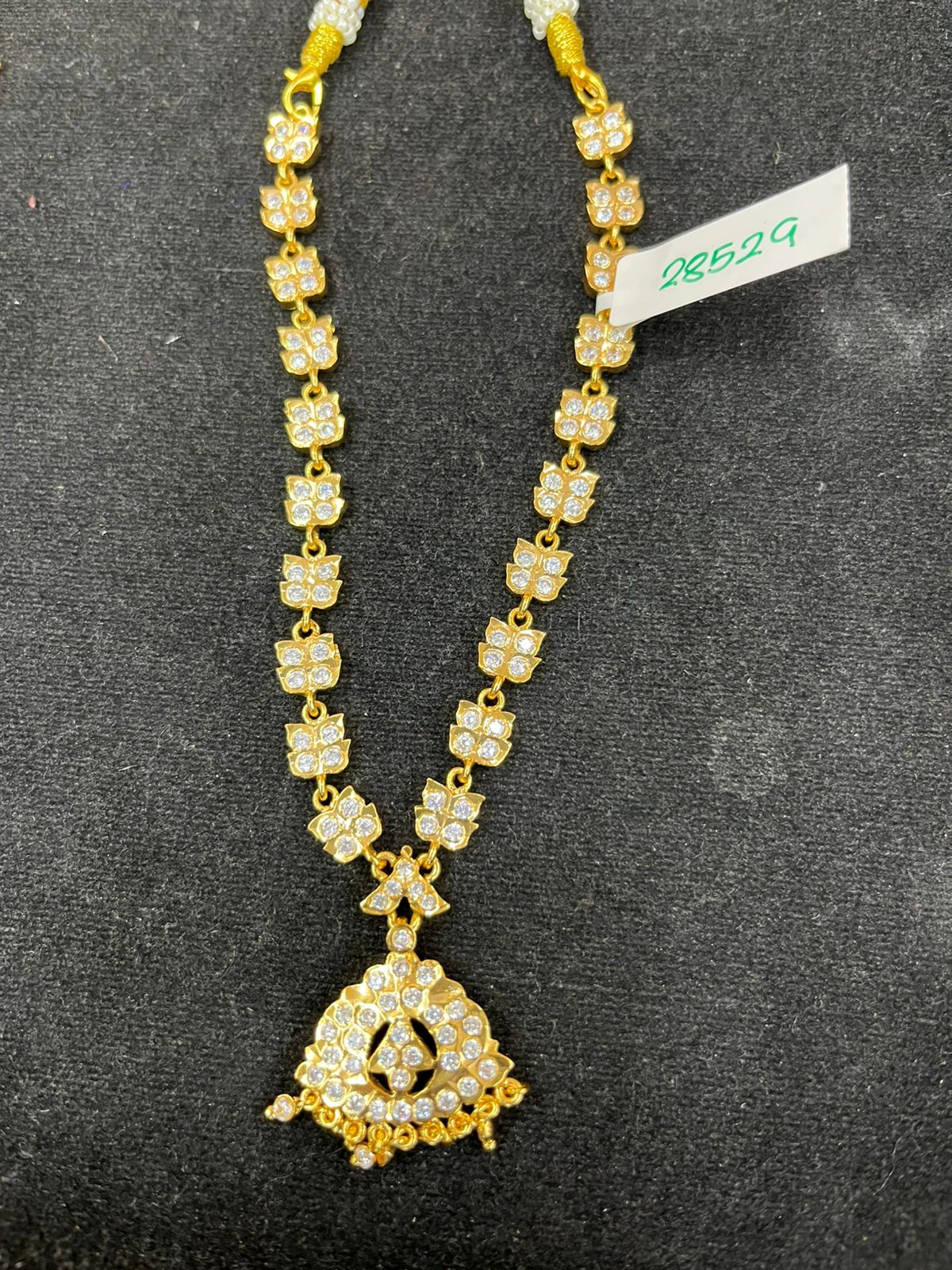 Premium Gold Plated Adige White Stone necklace set