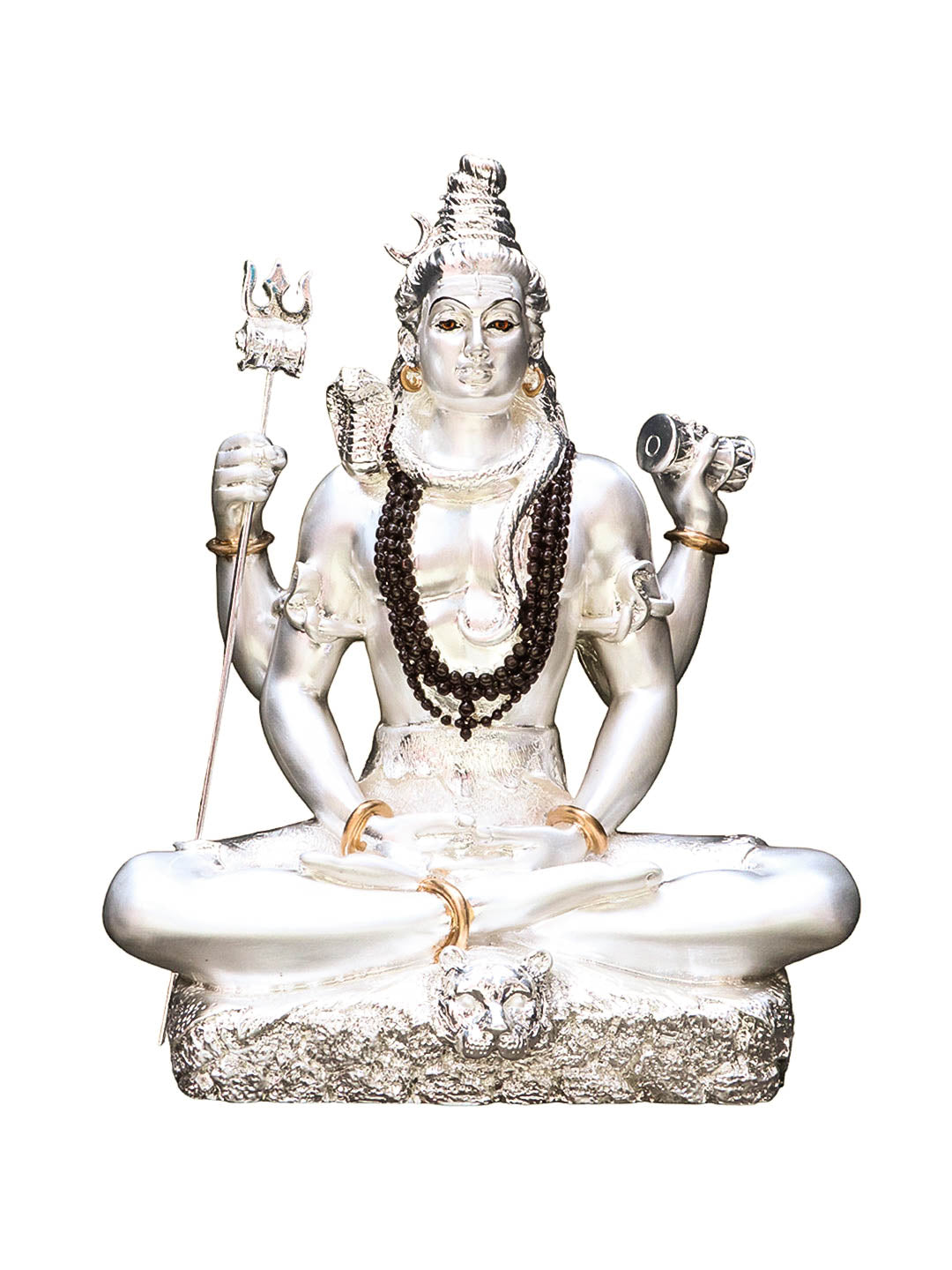 White Gold Plated Grand Shiva Shankar Statue  idol  with Height 20cm