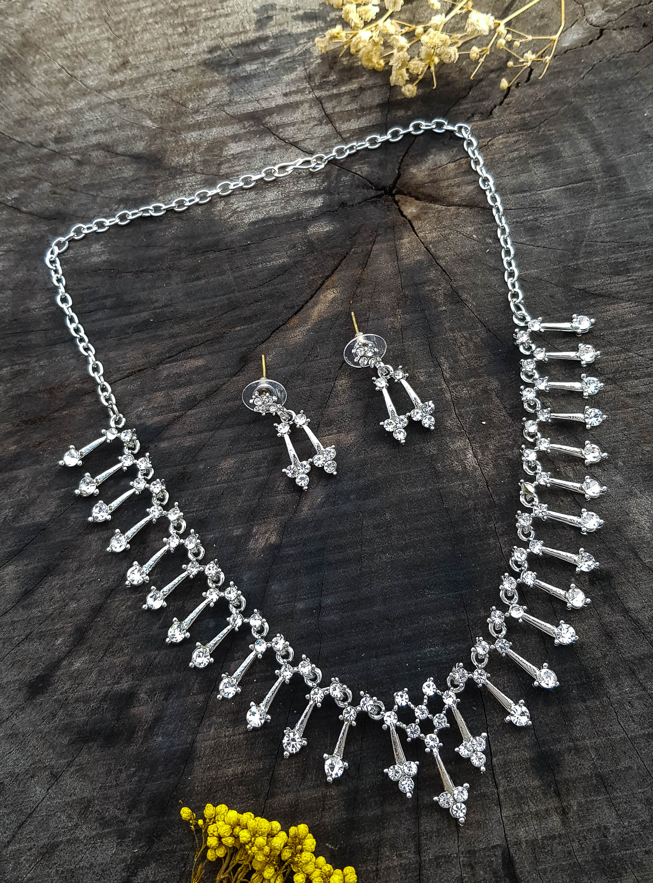 White Gold Plated Necklace Set 19191N