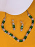 White Gold finish with white and green stones Short AD necklace set 9063N - Griiham
