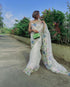organza saree cover with beautiful handprint flower touch Saree 16840N