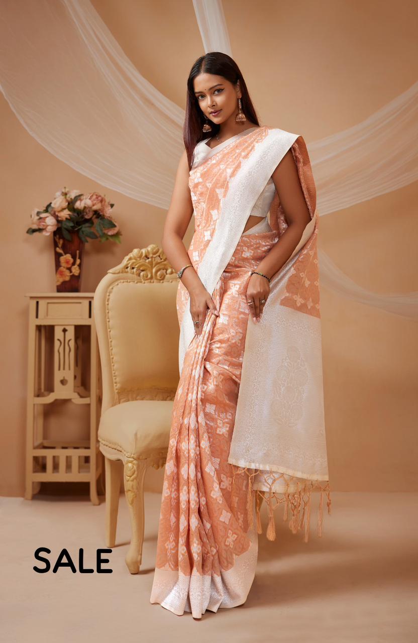 soft mono-cotton silk woven saree 20471N