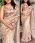 soft organza and  Printed saree with sequins thread work 22619N