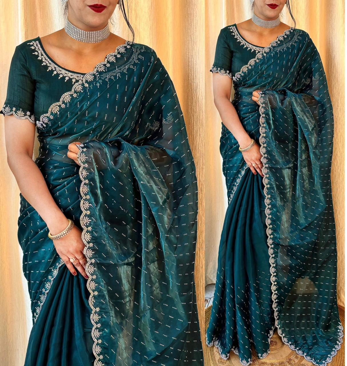 soft zimmy semi-silk saree with amazing jharkhan work 21206N