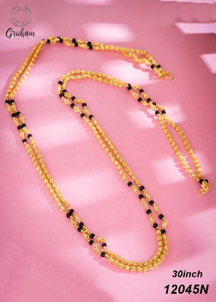 1 gm Micro gold plated 2 Line designer 30 inches Chain 12045N