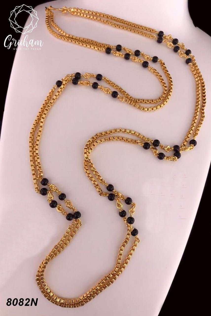 1 gm Microgold plating Black bead Mangalya chain 30 inches 8082N-Mangalsutra-Griiham-Griiham