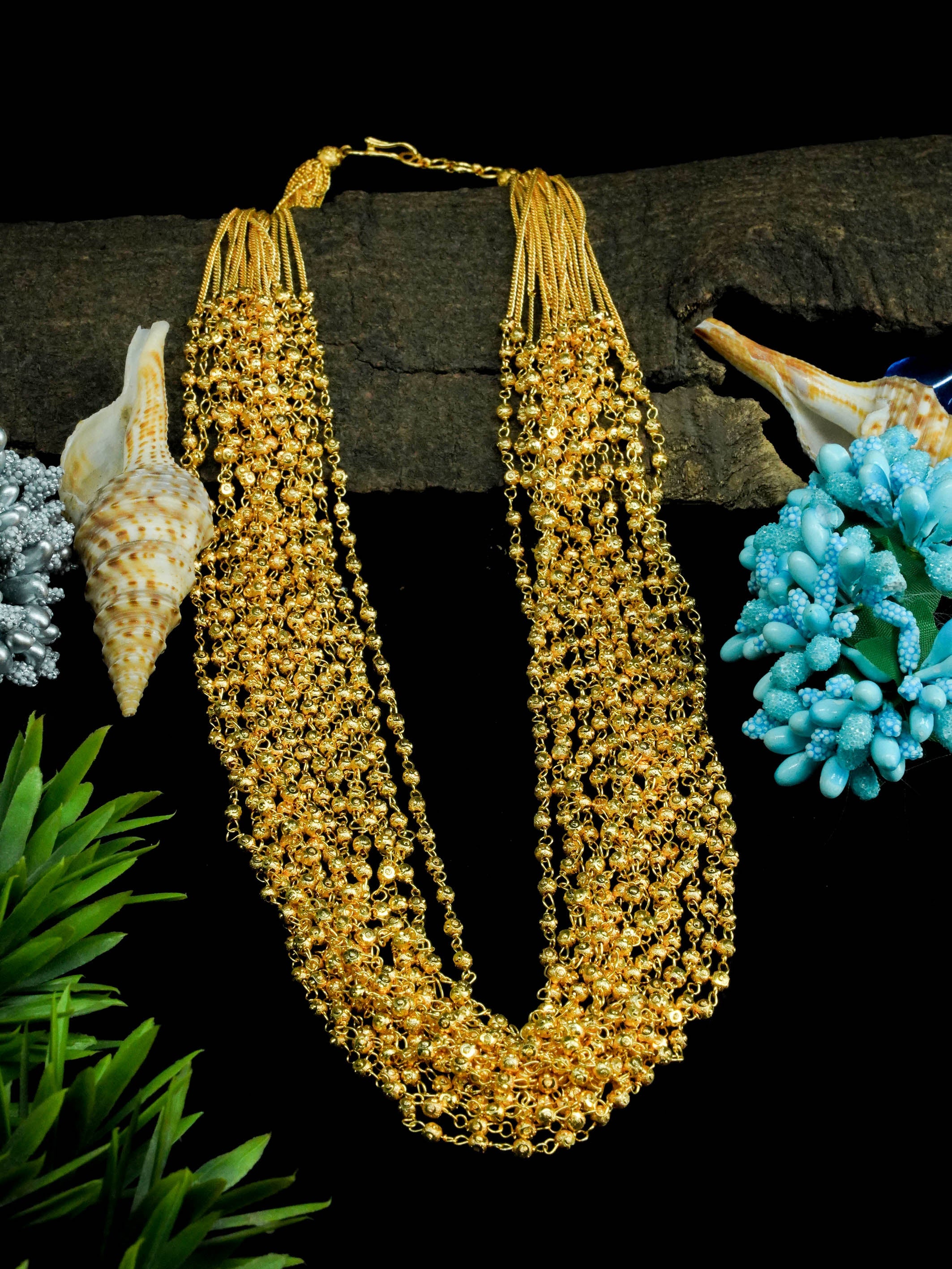 1 gm Microgold plating golden bead Managalsutram Mangalya chain 28 centi meter  8604N
