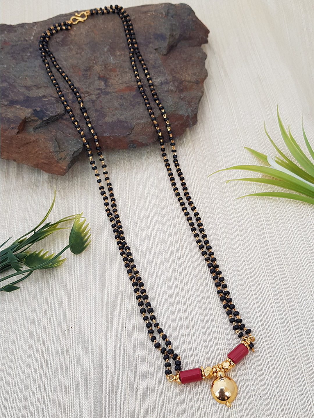 20 inches double layer black beads chain/Mangalsutra/Mangalya Chain 6050N