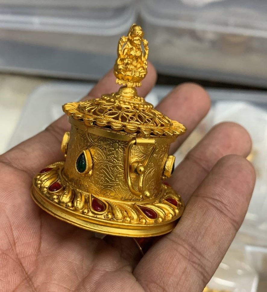 22k Gold Plated Laxmi Kum Kum Box best for gifting 9871N