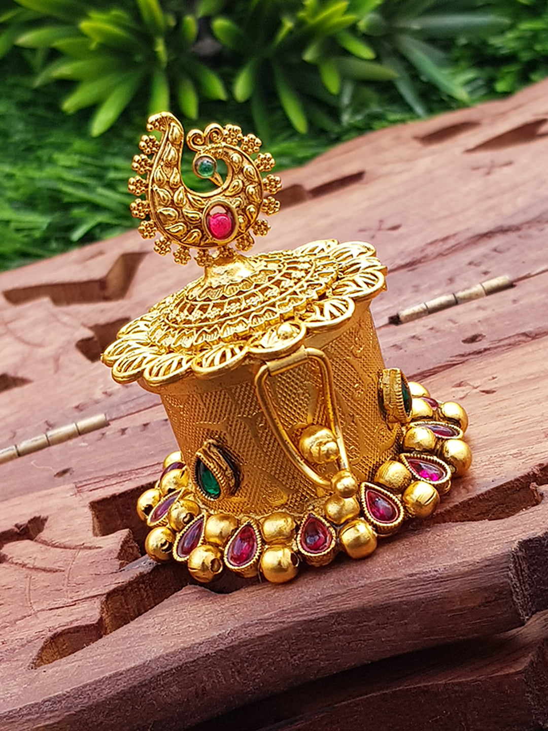 22k Gold Plated Peacock  Kum Kum Box best for gifting 9877N