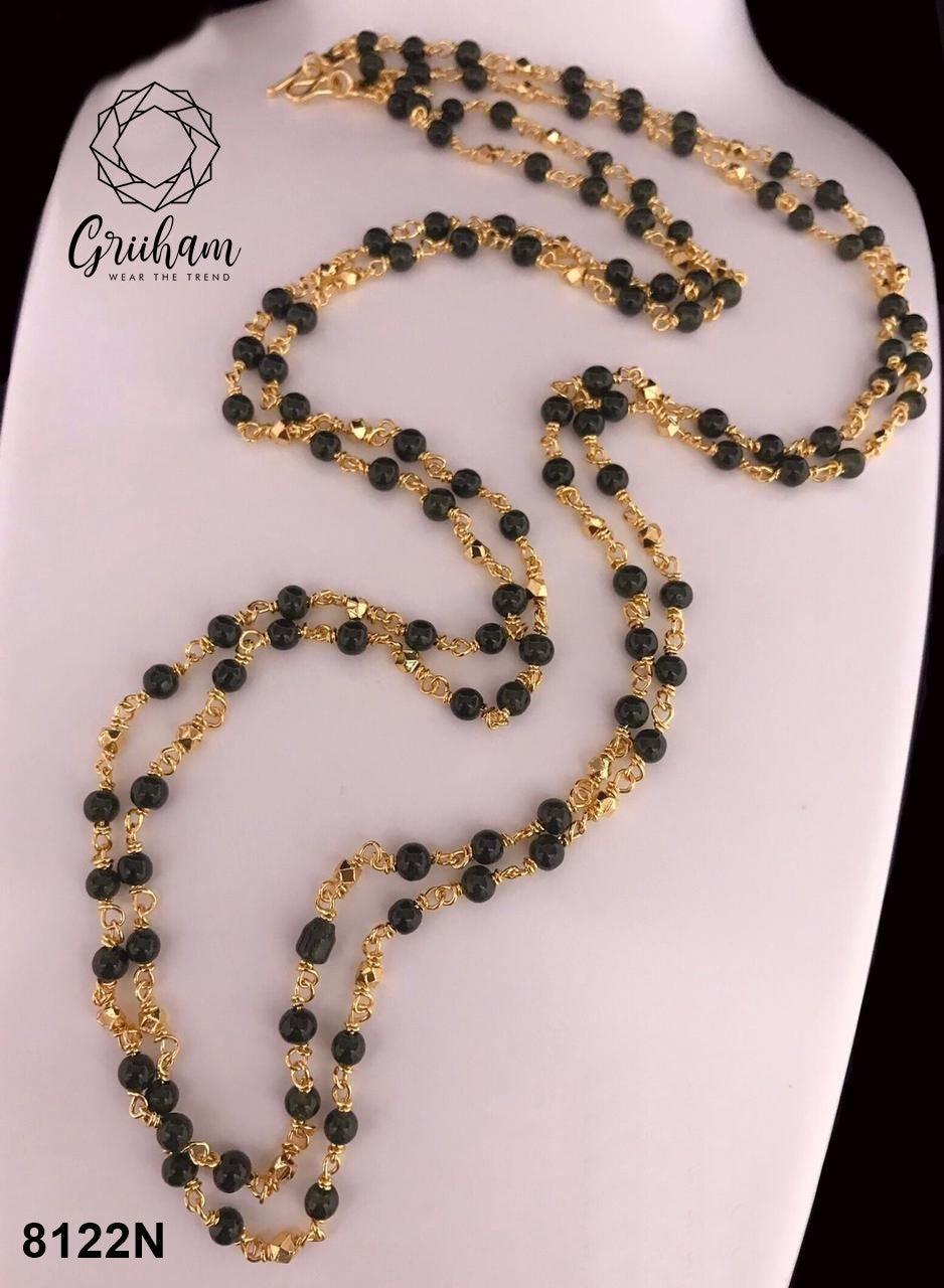 23.5 kt gold plated Guaranteed Green beads chain/ 30 INCHES-Beads Chains-Griiham-Griiham