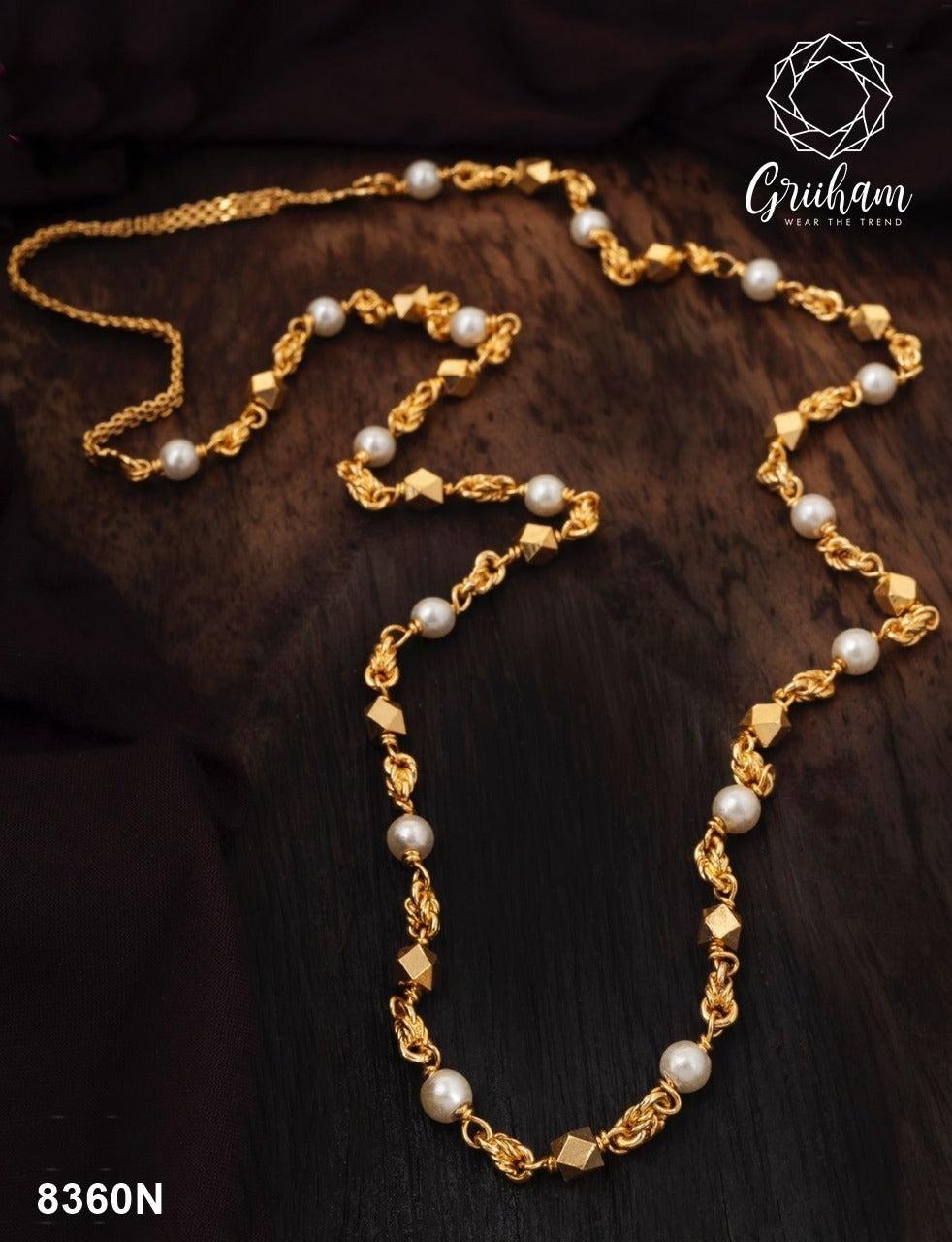 23.5 kt gold plated Guaranteed beads chain 30 INCHES 8360N-Beads Chains-Griiham-Griiham