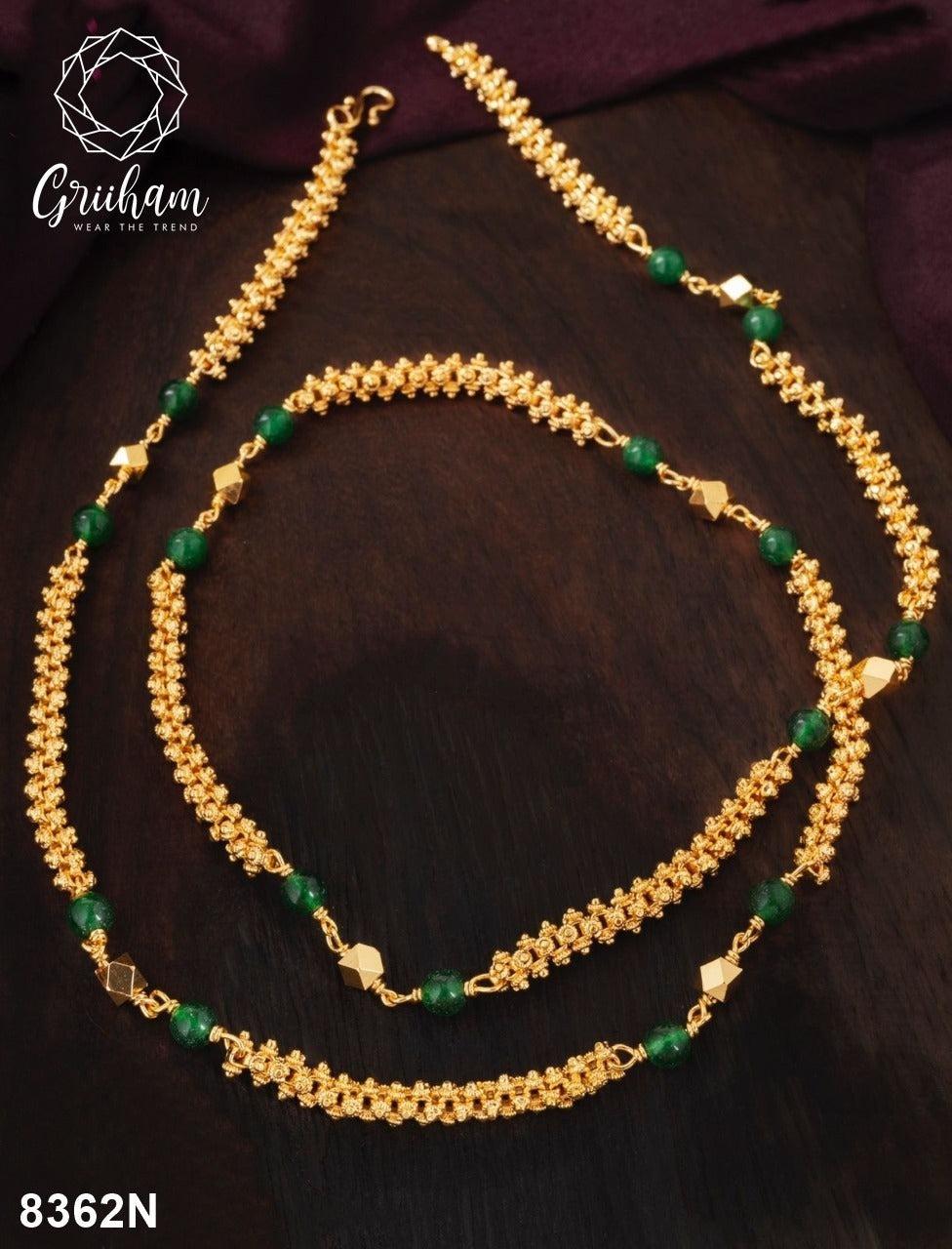 23.5 kt gold plated Guaranteed beads chain 30 INCHES 8362N-Beads Chains-Griiham-Griiham