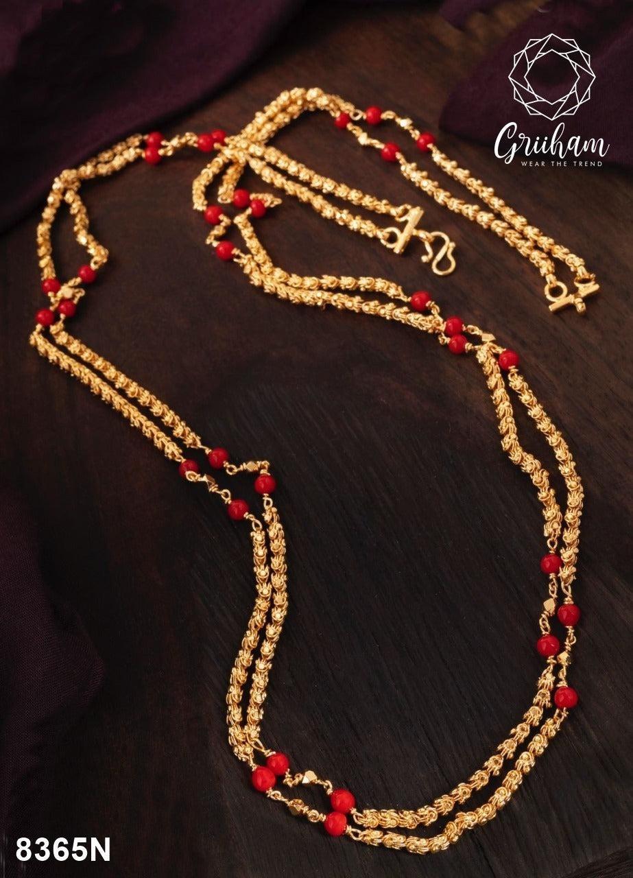 23.5 kt gold plated Guaranteed beads chain 30 INCHES 8365N-Beads Chains-Griiham-Griiham