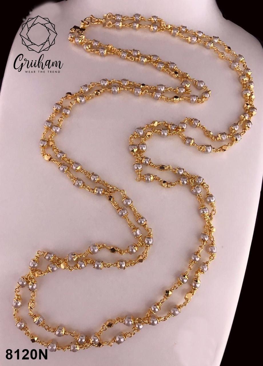 23.5 kt gold plated Guaranteed pearl chain/ 30 INCHES 8120N-Beads Chains-Griiham-Griiham