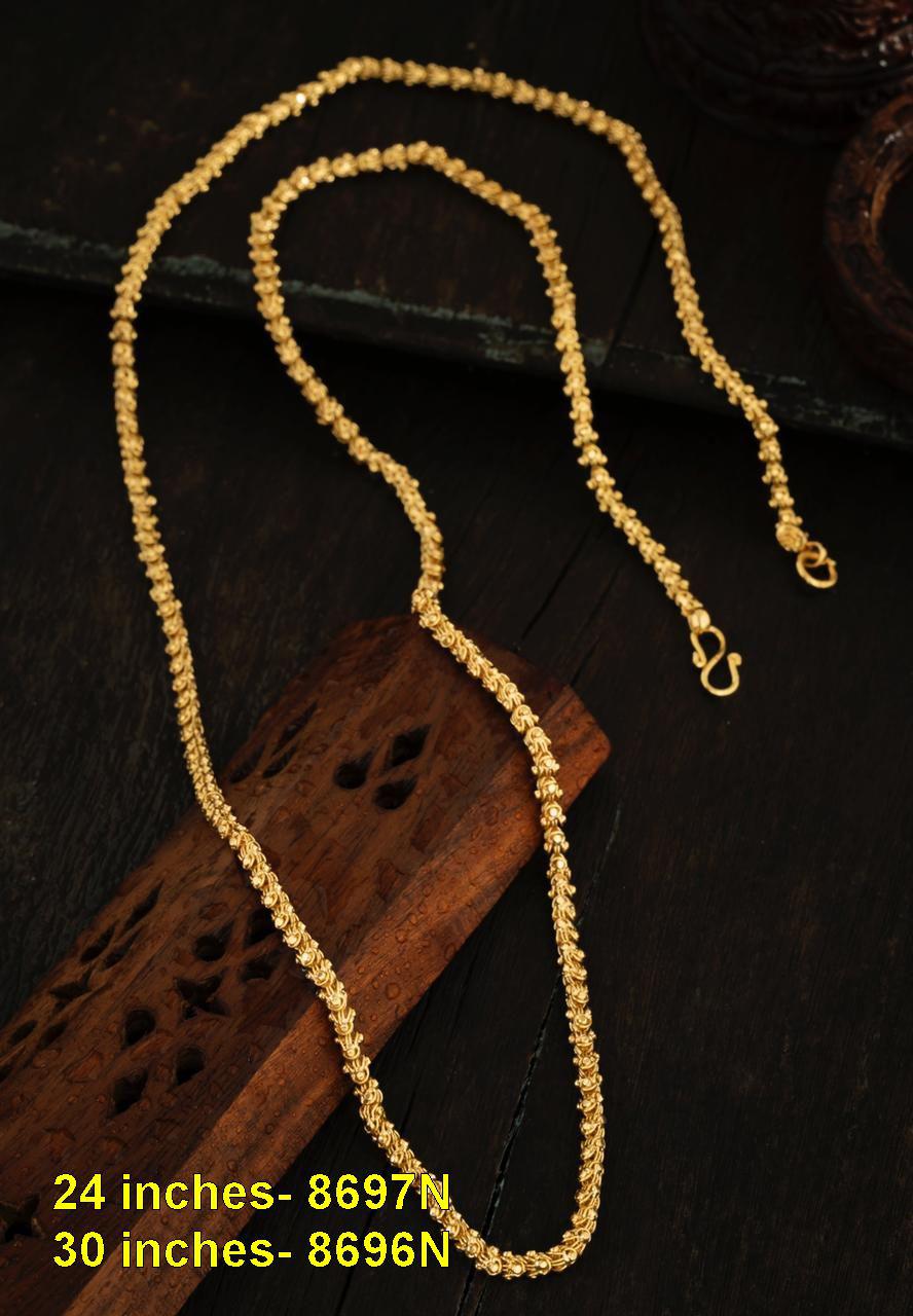 23.5k Guaranteed Micro Gold Plated Plain Chains 8696N-Chains/Mangalsutra-Griiham-24 inches-Griiham