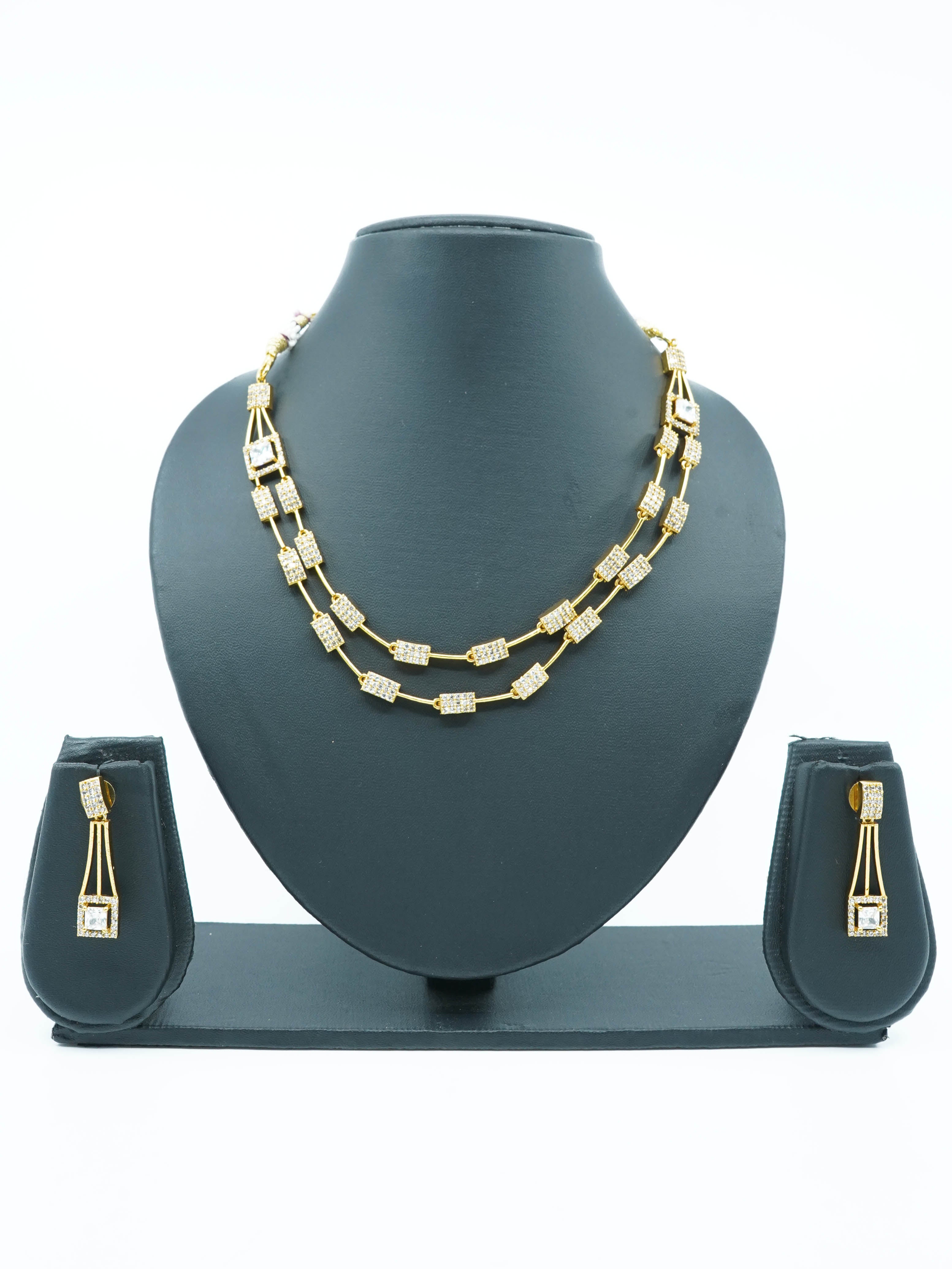 23.5kt Guaranteed Gold finish Evergreen Trending designs Short AD necklace set  11659N