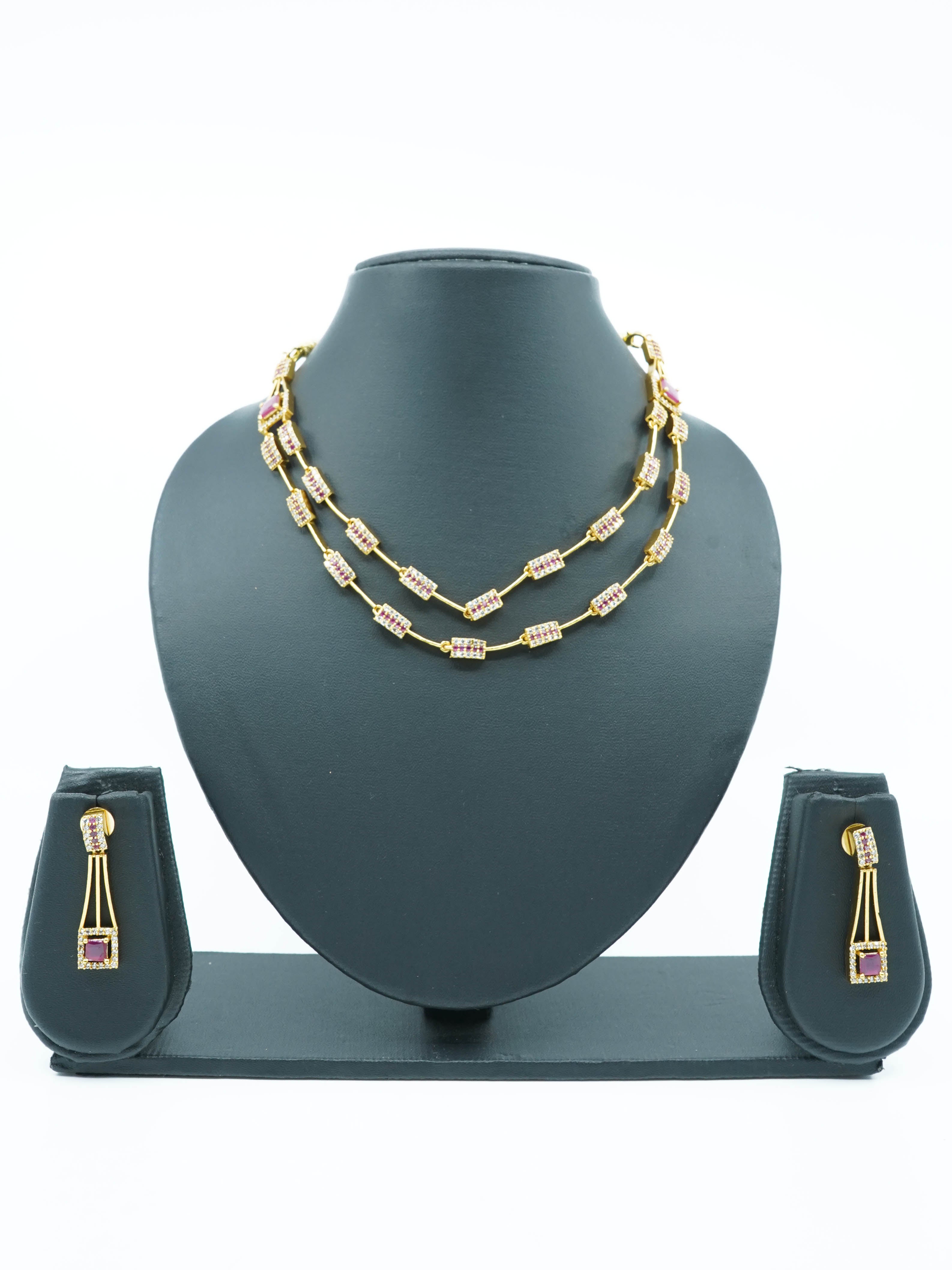 23.5kt Guaranteed Gold finish Evergreen Trending designs Short AD necklace set  11659N