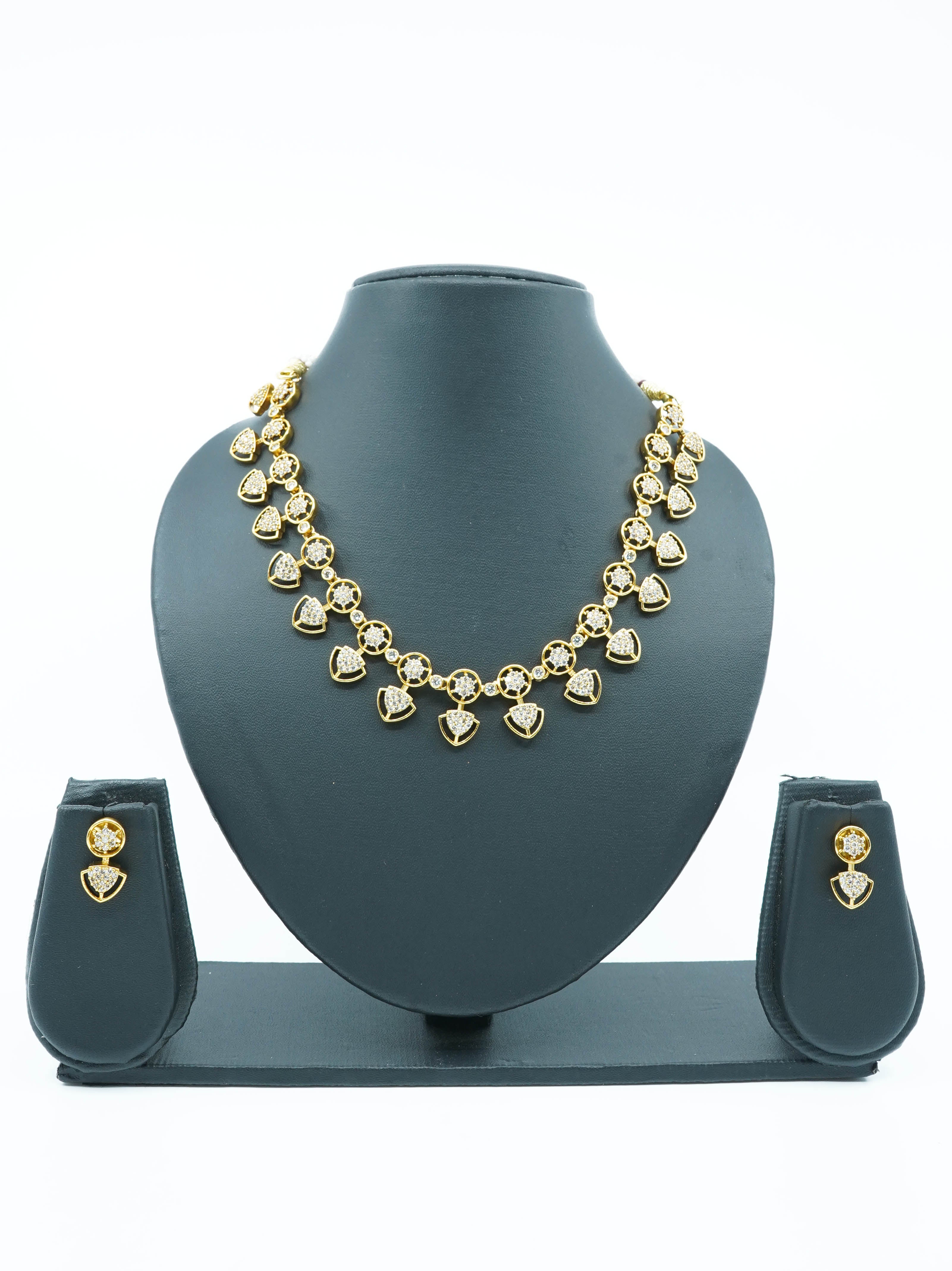 23.5kt Guaranteed Gold finish Evergreen Trending designs Short AD necklace set  11665n