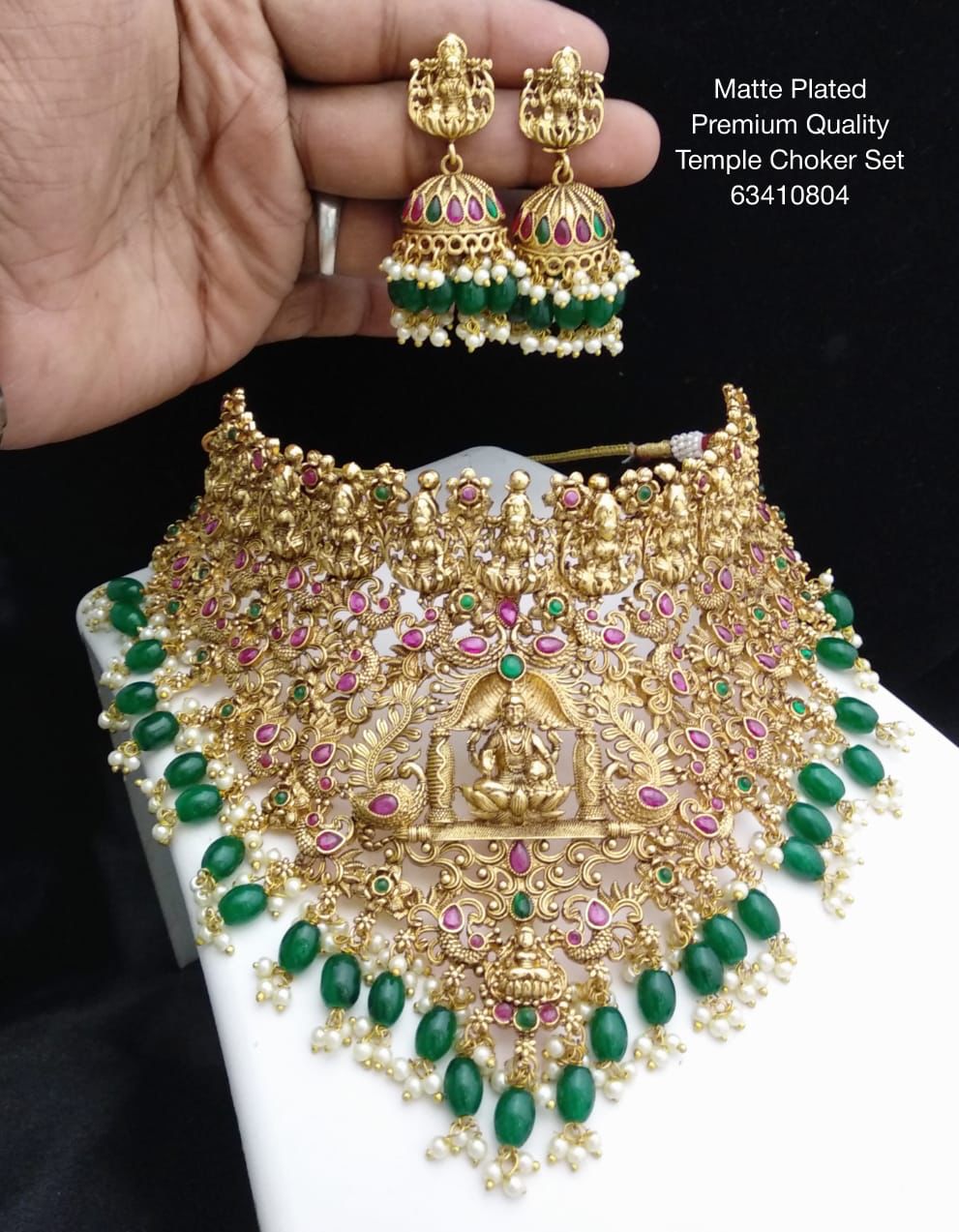 Antique Finish Broad Laxmi in the temple Choker Set 9543N