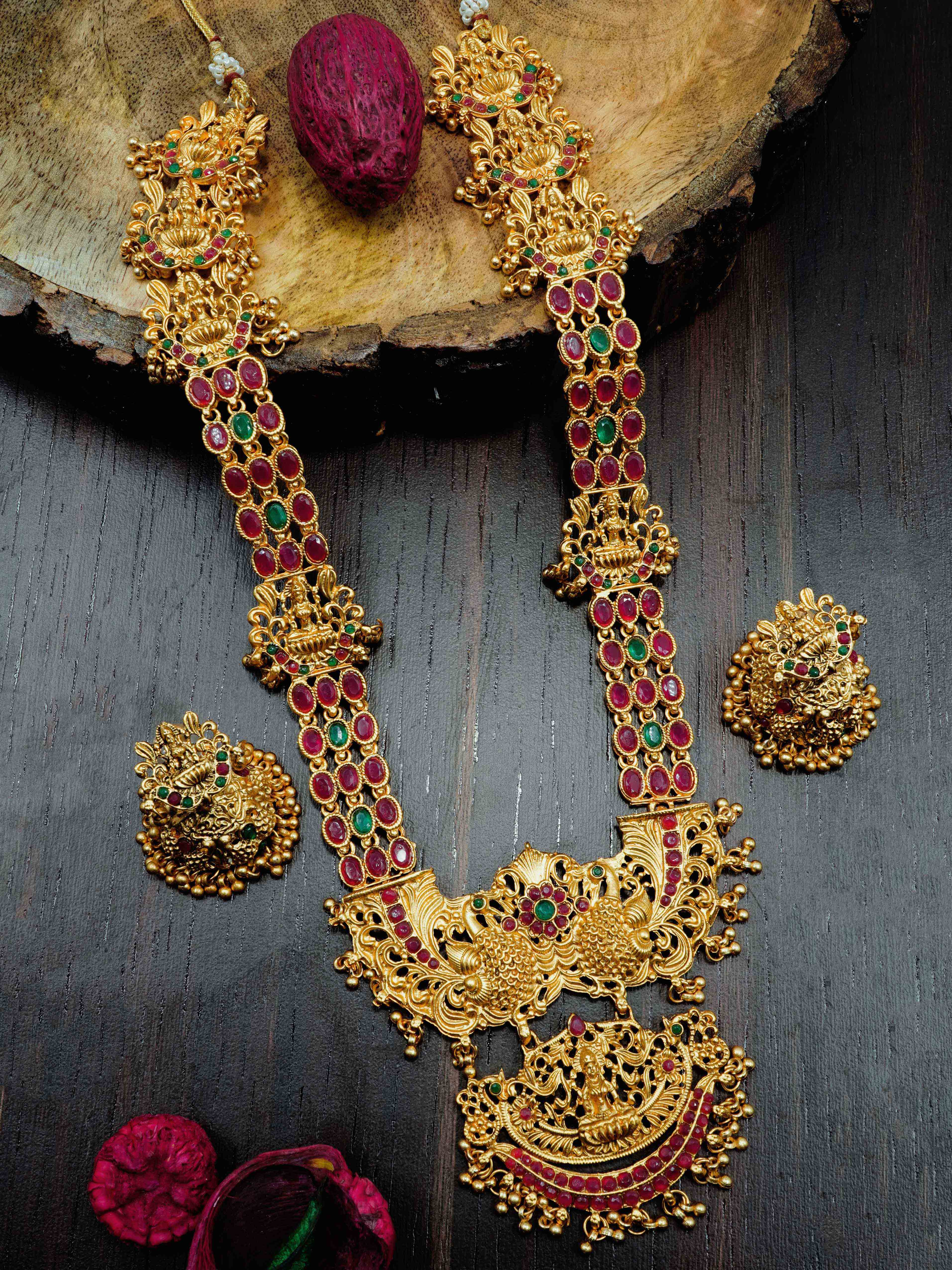 Antique Gold Finish Long necklace set 12350N
