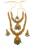 Antique Gold Finish Necklace Combo Set with green beads Multicolor stones 11030N