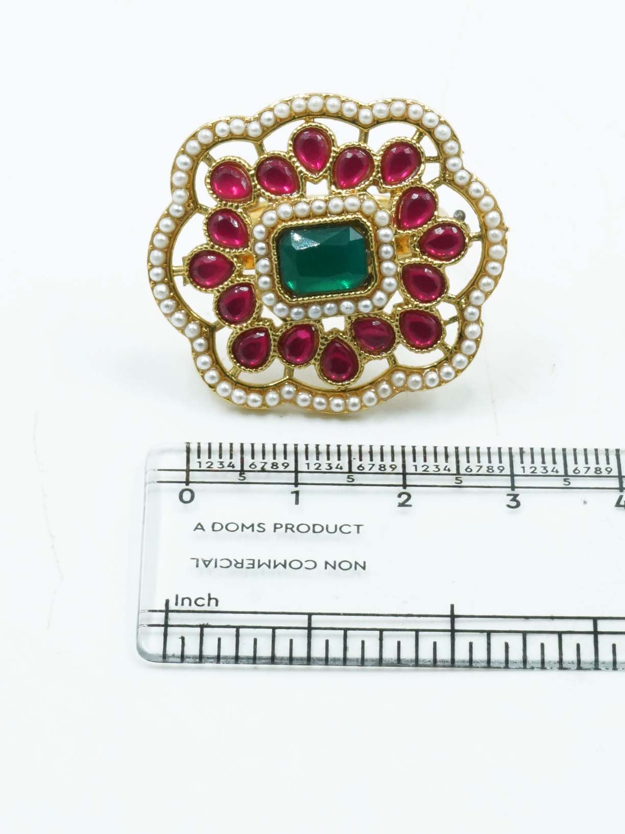 Antique Gold Plated Adjustable Size Designer Finger ring with Stones 10916N