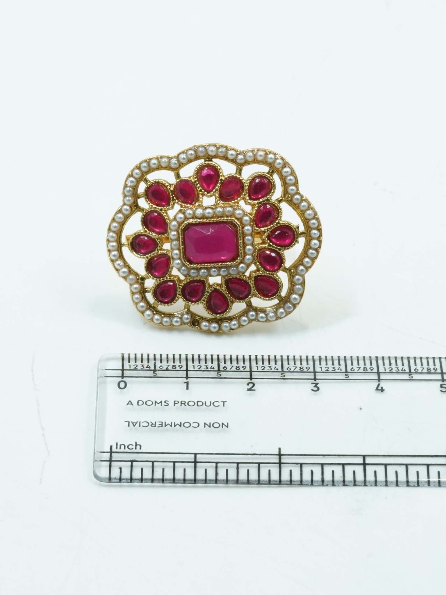 Antique Gold Plated Adjustable Size Designer Finger ring with Stones 10917N