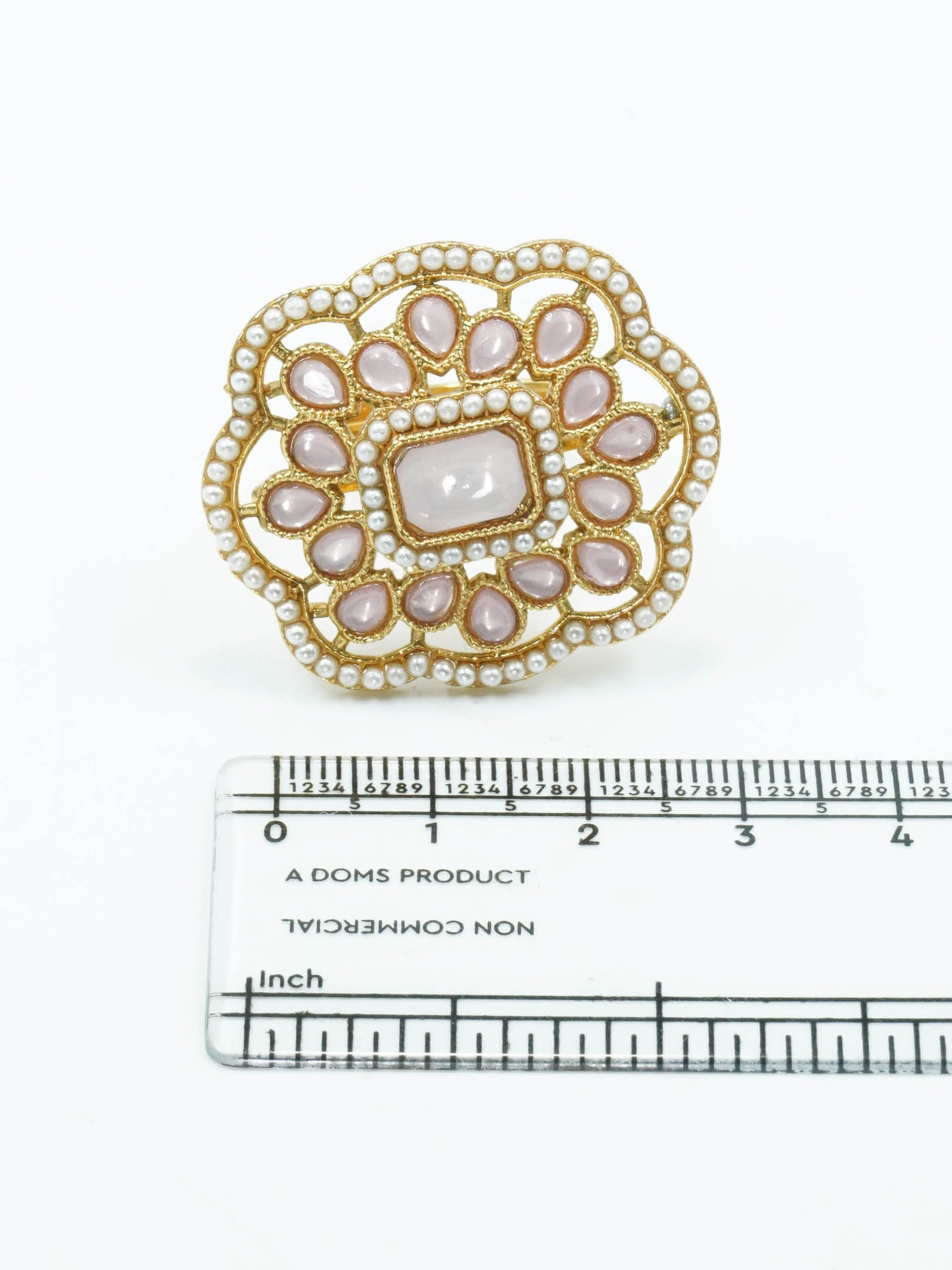 Antique Gold Plated Adjustable Size Designer Finger ring with Stones 10925N