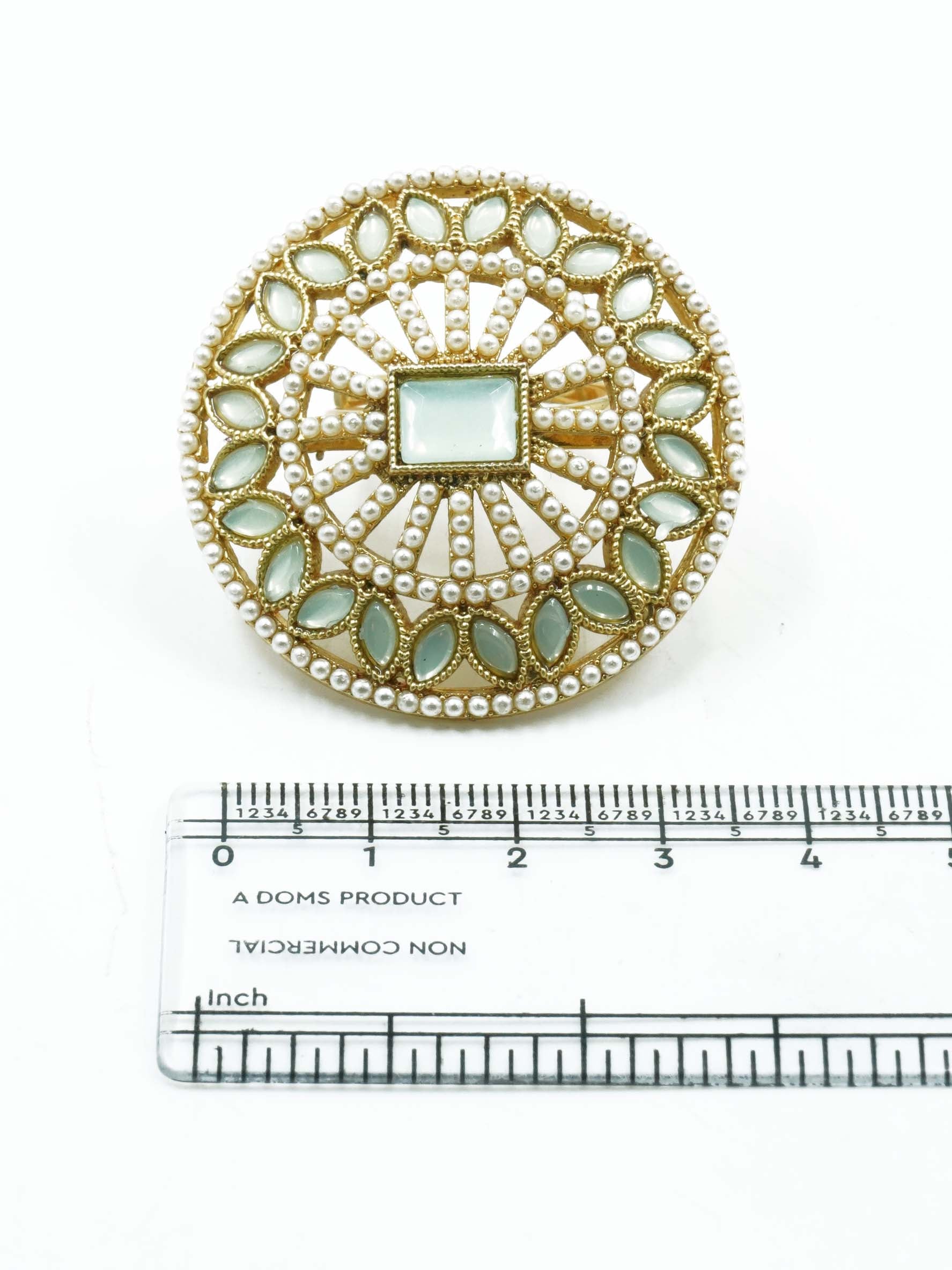 Antique Gold Plated Adjustable Size Designer Finger ring with Stones 10929N