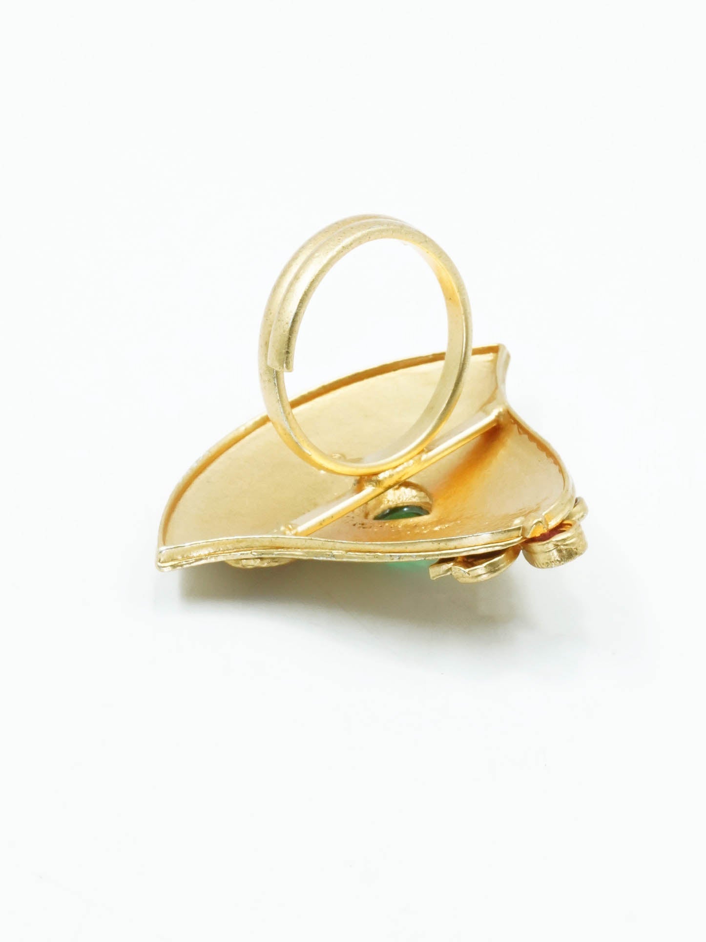 Antique Gold Plated Adjustable Size Designer Finger ring with Stones 11037N