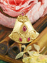 Antique Gold Plated Adjustable Size Designer Finger ring with Stones 11037N