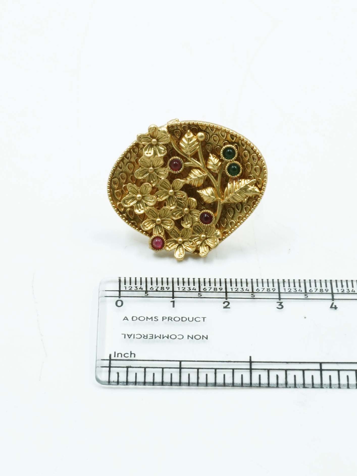 Antique Gold Plated Adjustable Size Designer Finger ring with Stones 11039N