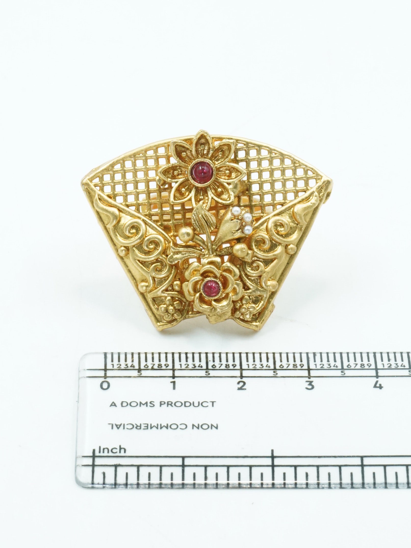 Antique Gold Plated Adjustable Size Designer Finger ring with Stones 11042N