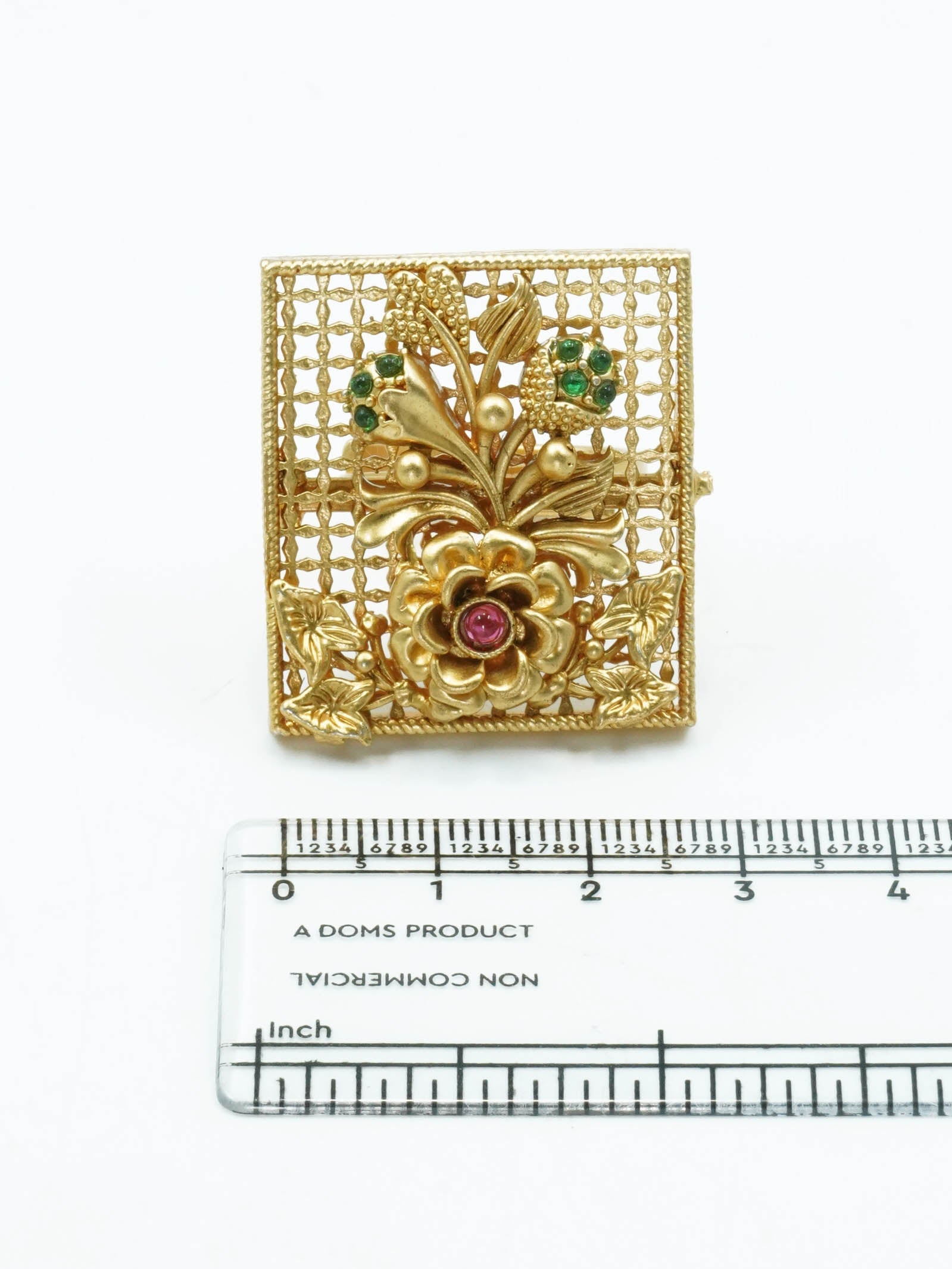 Antique Gold Plated Adjustable Size Designer Finger ring with Stones 11045N