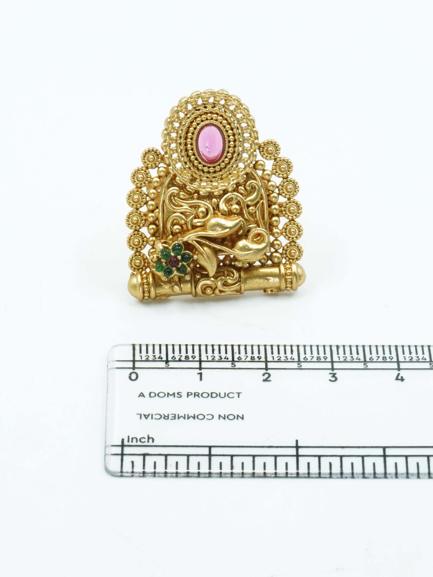Antique Gold Plated Adjustable Size Designer Finger ring with Stones 11052N