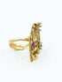 Antique Gold Plated Adjustable Size Designer Finger ring with Stones 11058N