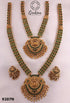 Antique Gold finish Necklace Combo set Bridal set with green stones 9207N-Necklace Set-Kanakam-Griiham