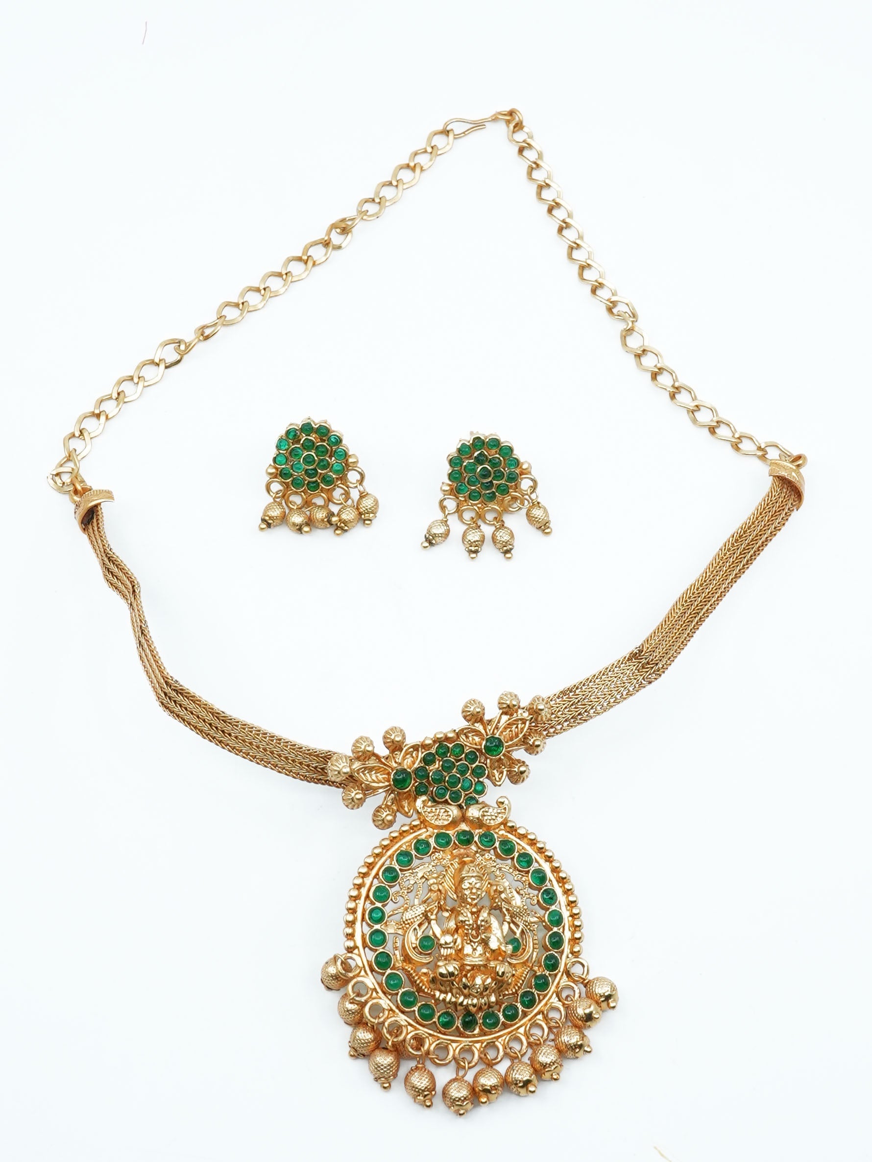 Antique Premium Gold Finish Laxmi pattern Necklace Set 11576N