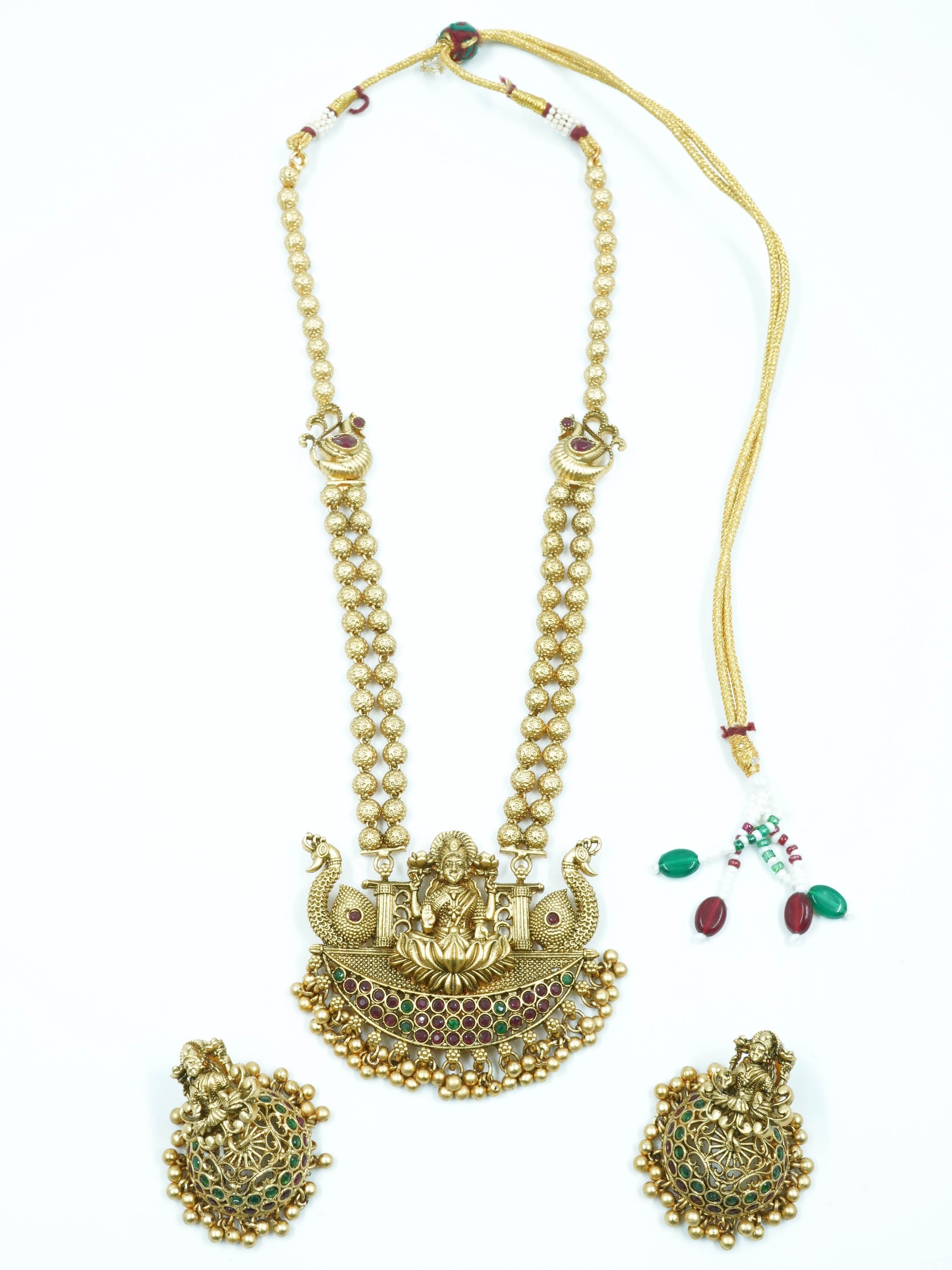 Antique finish 1st premium quality Ruby haram/Long necklace set 12055N