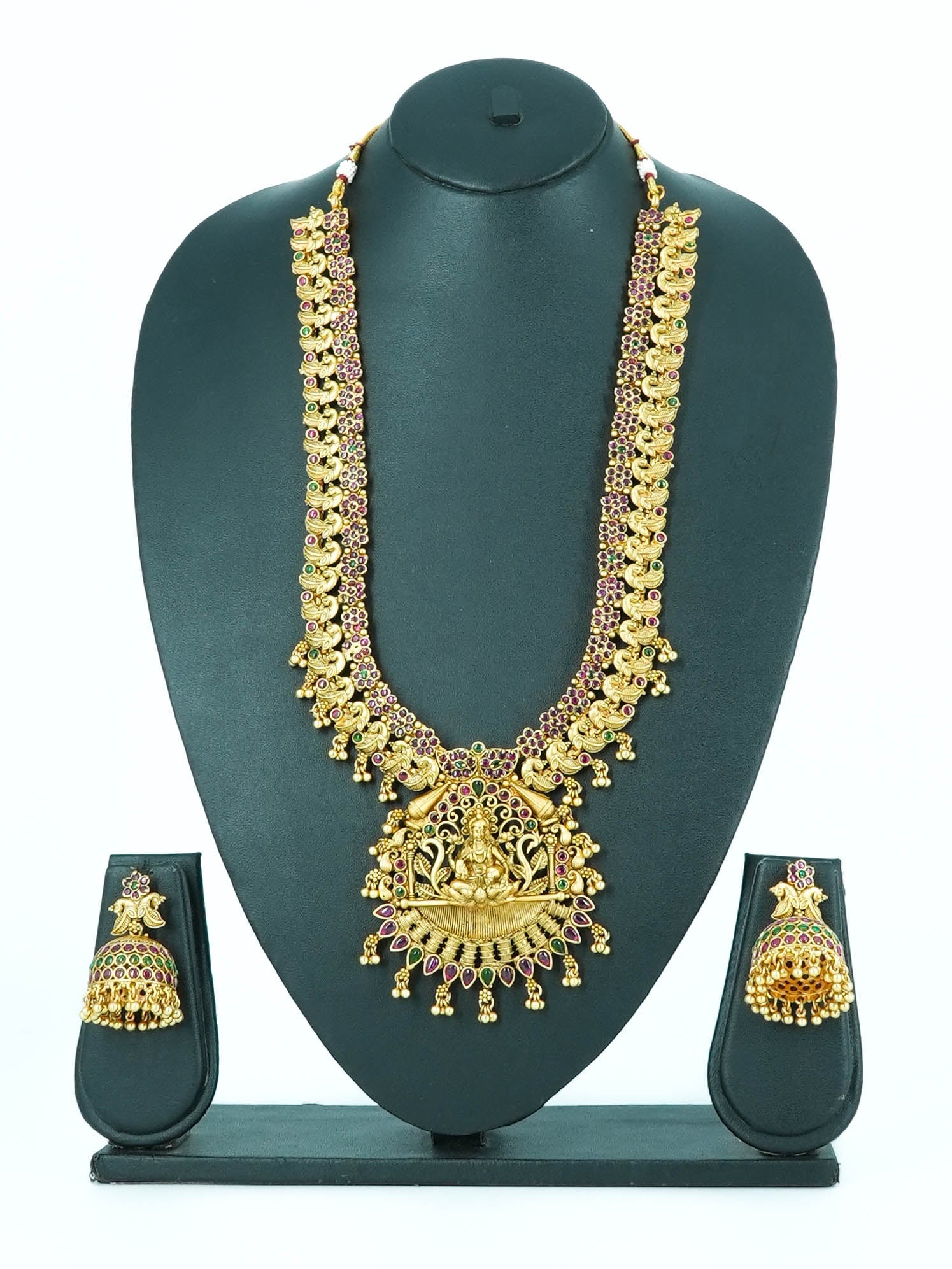 Antique finish 1st premium quality Ruby haram/Long necklace set 12058N