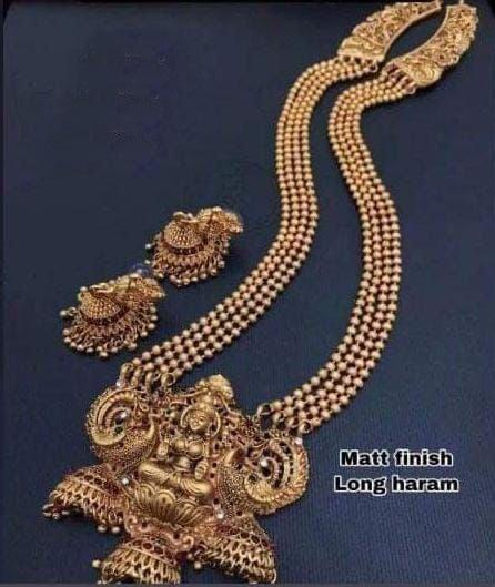 Antique finish 1st premium quality Ruby haram/Long necklace set 9258N-Necklace Set-Kanakam-Griiham