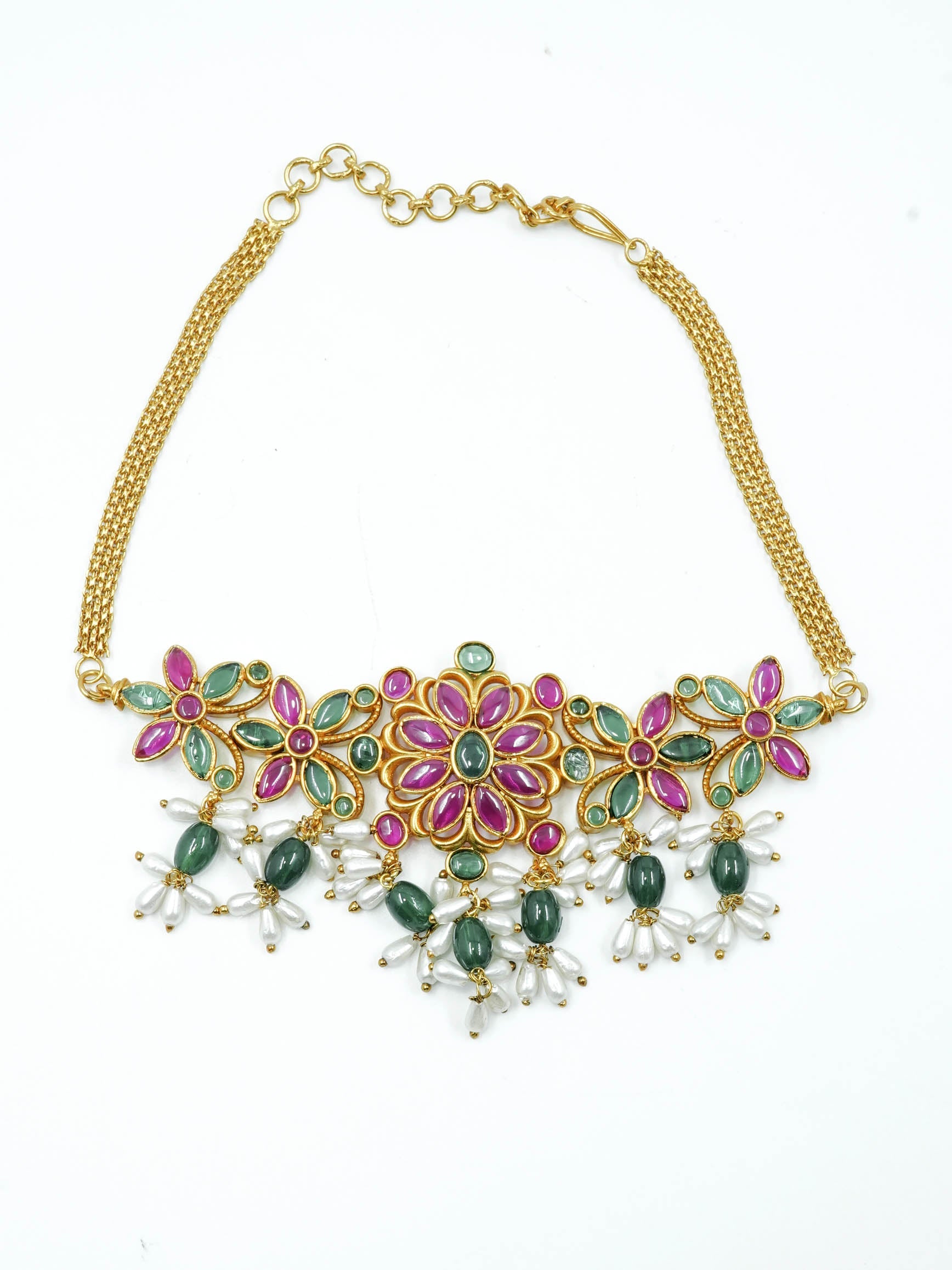 Antique finish Jadau replica premium quality kempu necklace set 10382N