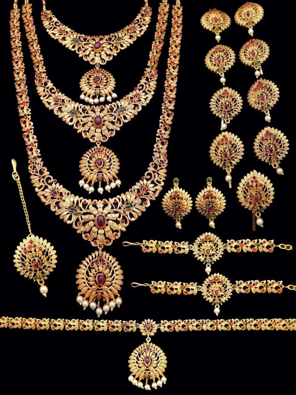 Bahubali Design Antique Gold Finish Full Bridal Set Combo FREE Express Delivery NSN02-1450-2388N