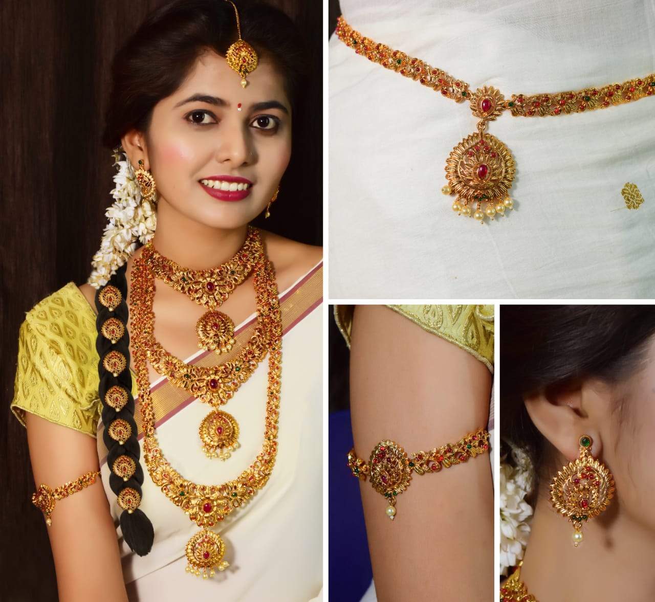 Bahubali Design Antique Gold Finish Full Bridal Set Combo FREE Express Delivery NSN02-1450-2388N