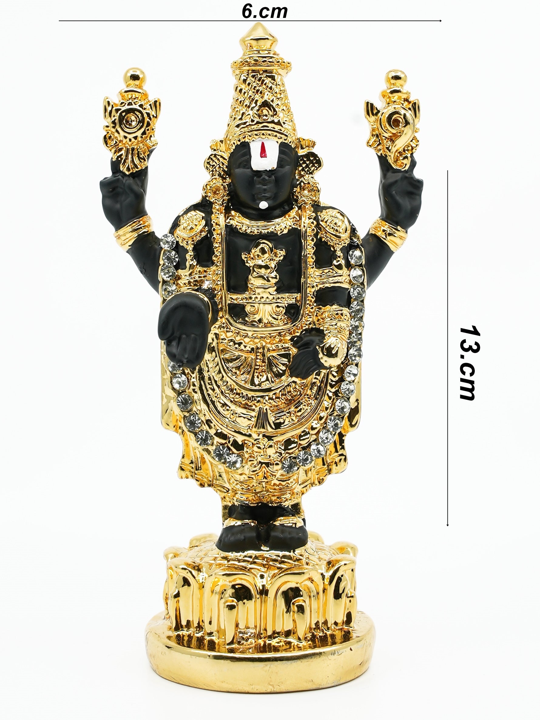 Balaji Gold Plated Marble idol Height 13cm with stones
