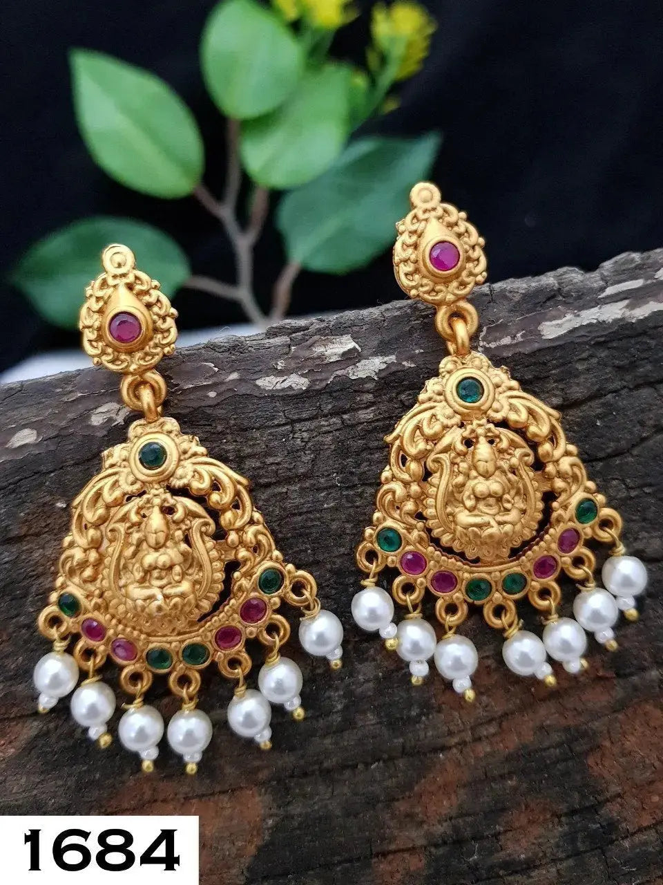 Designer 22kt 1gm gold plated Ruby/Emerald Stone Studded Jhumka/Jhumki/Earrings EAI01-280-1685N