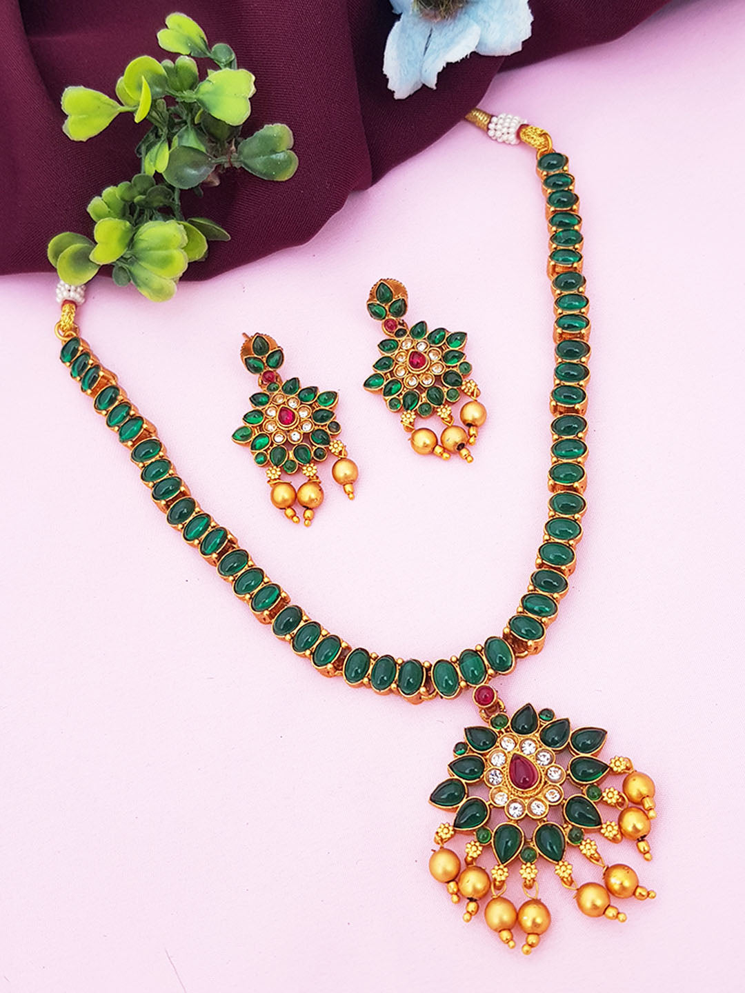 Designer Color stone necklace Set 6872N
