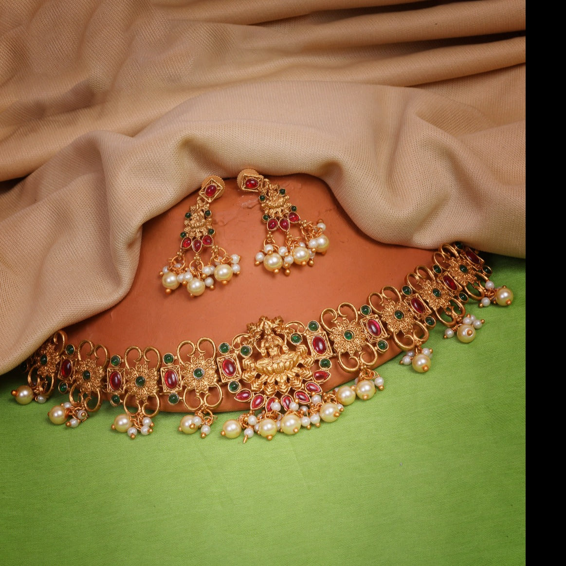 Designer Laxmi Choker with Multicolor stones 8984N