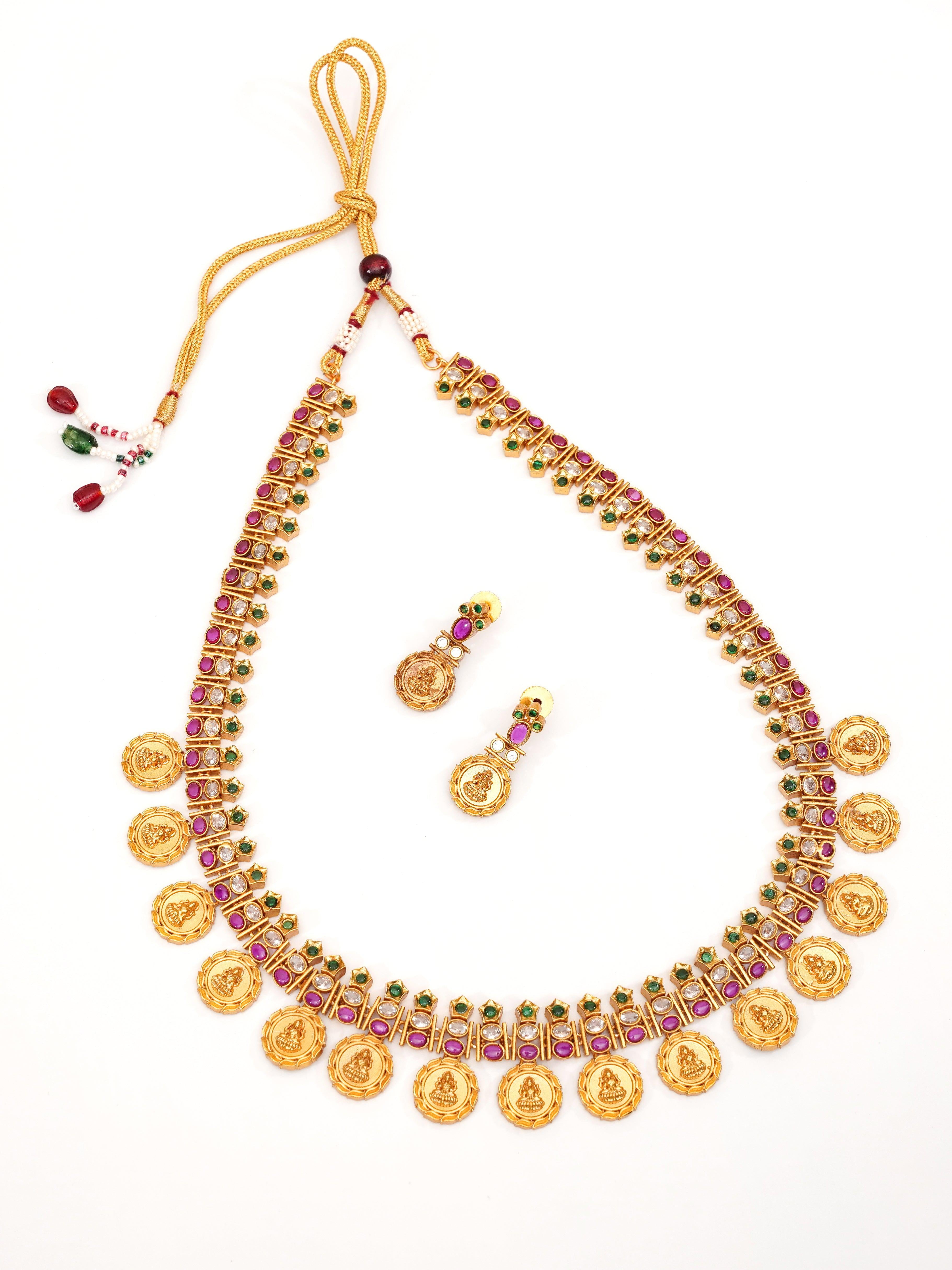 Designer Real kempu Multicolor Long necklace set Haram 8343N
